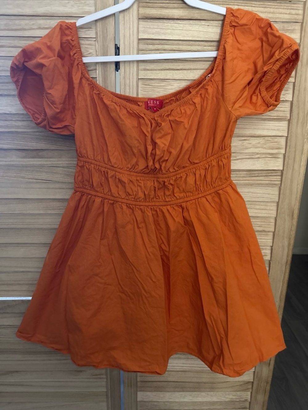 GUESS Orange Elastic Waist Peasant Dress